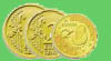 Monedas de 10, 20 y 50 centimos